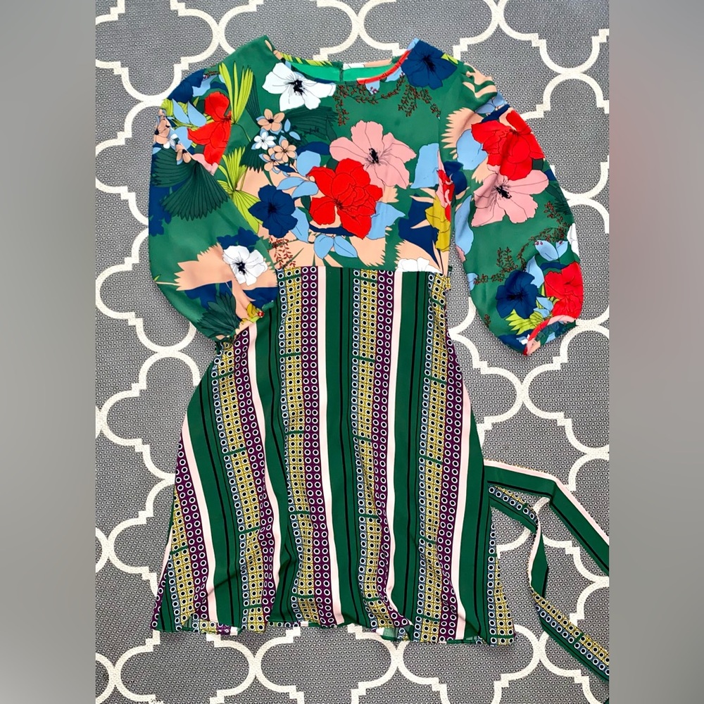 Anthropologie mixed pattern dress - size 2P